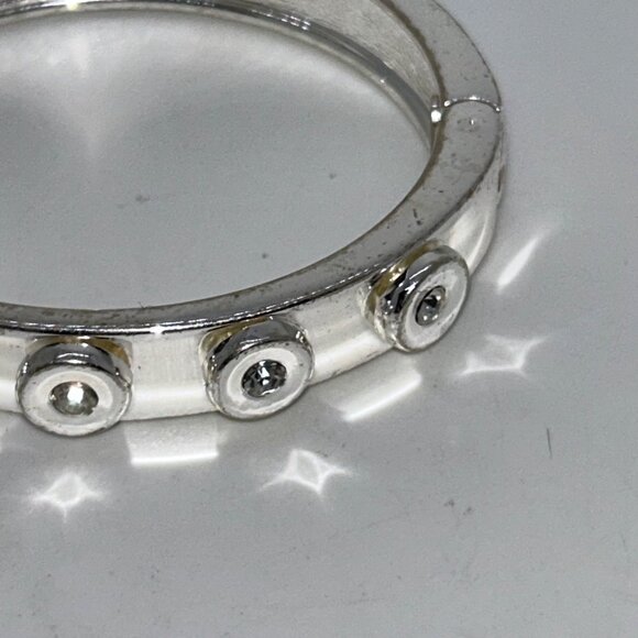 Robert Lee Morris RLM Soho Silver-Tone Hinged Bracelet Round Crystal Accents - Picture 4 of 11